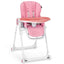Premium Foldable Baby High Chair with Lockable Wheels - Pink