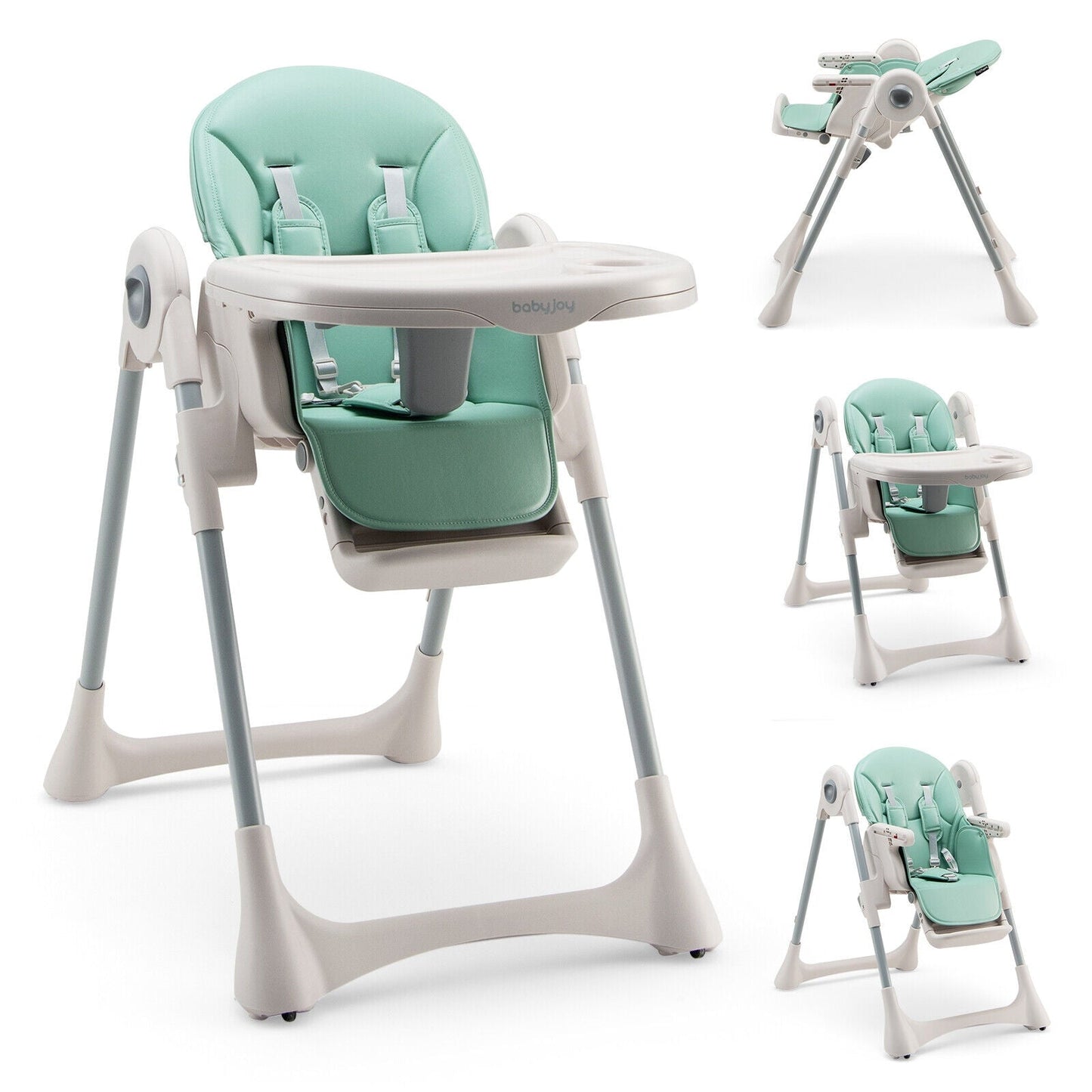 Adjustable Baby Folding High Chair - Green