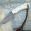 Artisan Crafted Damascus Steel Skinning Knife with Bone Handle - Korvel