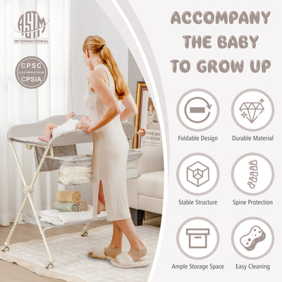 Premium Baby Diaper Changing Table with Water Basin - Gray