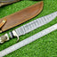 Premium Dundee Bowie Knife – 16" Handcrafted Damascus Steel Blade with Brass Guard & Choice of Pakkawood or Stag Horn Handle + Leather Sheat - Korvel