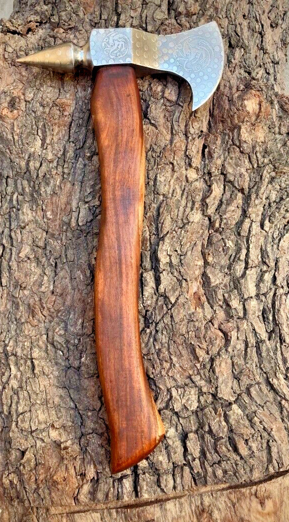 Custom Forged 1095 Steel Tomahawk Axe with Elegant Rosewood Handle – Redwood Warrior Edition - Korvel