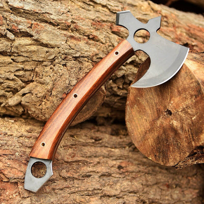 Premium Tactical Tomahawk with Full Tang 1095 Steel Blade & Elegant Rosewood Handle - Korvel