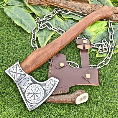 Odin’s Fury Viking Battle Axe – Handcrafted 1095 Steel Blade with Elegant Rosewood Grip - Korvel