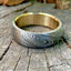 Personalized Damascus Steel Anniversary Band with Elegant Brass Inlay - Korvel