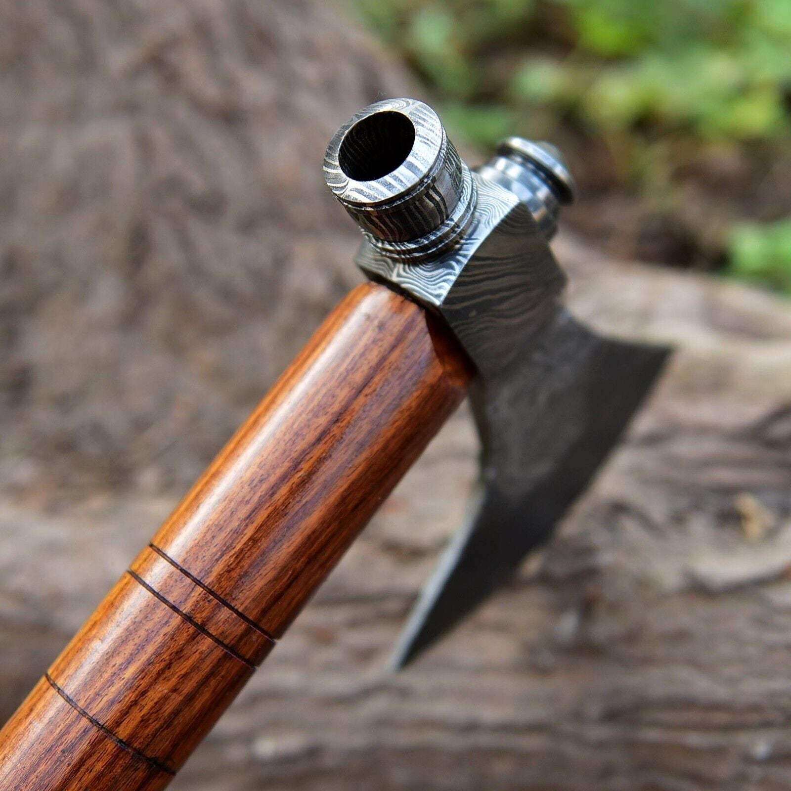 Handcrafted Native American Tomahawk with Damascus Steel Blade – "Spirit of the Pipe" - Korvel
