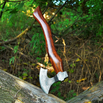 Custom Handmade Damascus Steel Tomahawk Axe – The Rosewood Masterpiece - Korvel