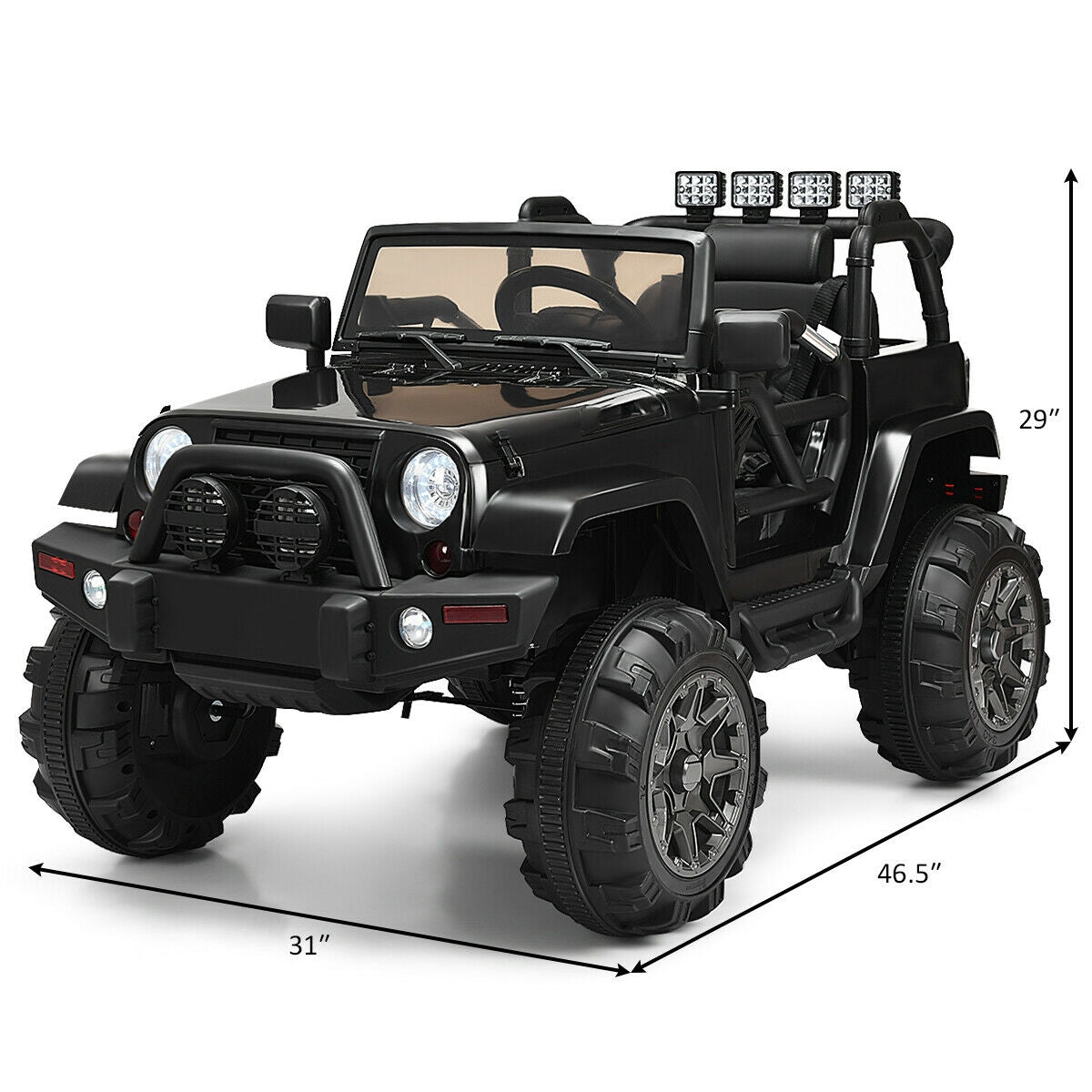 Camión de Control Remoto para Niños 12V con Luces LED - Negro