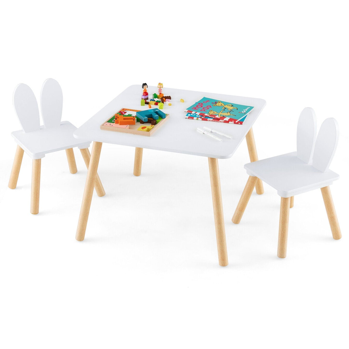 Ensemble de table et chaises pour enfants 3 pièces - Blanc