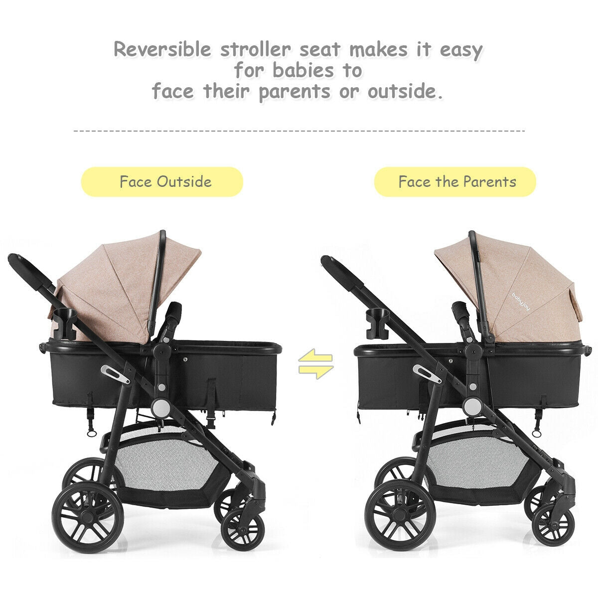 Gbruno 2-in-1 Foldable Baby Stroller - Coffee
