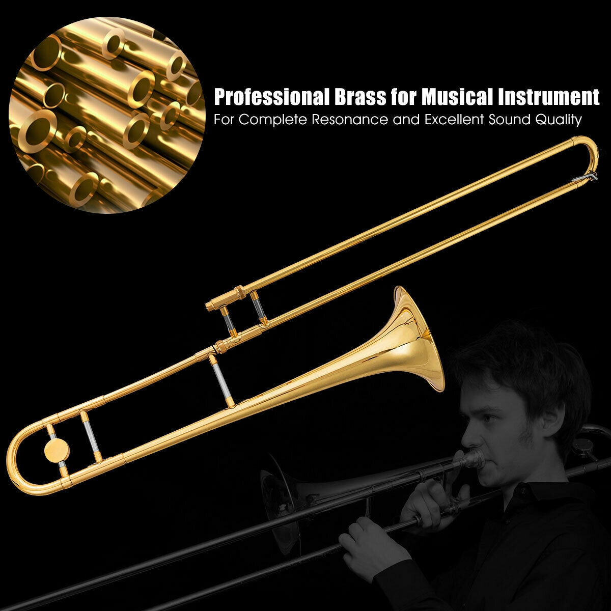 B Flat Trombone Golden Brass with Mouthpiece - Korvel