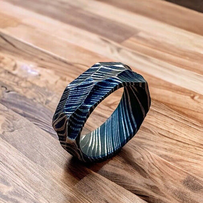 Eternal Love Handcrafted Damascus Steel Engagement Ring by KBS Knives - Korvel