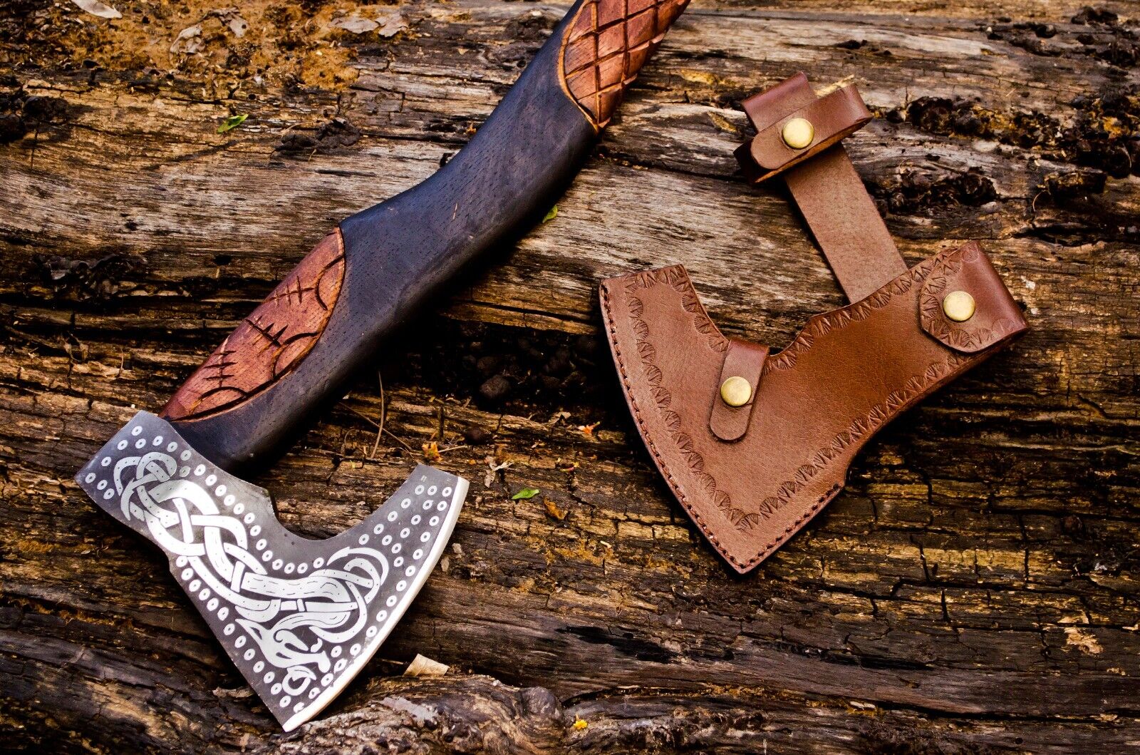 Exquisite Handcrafted Battle Axe with Engraved 1095 Steel Blade & Elegant Rosewood Handle – KBS Knives Store - Korvel