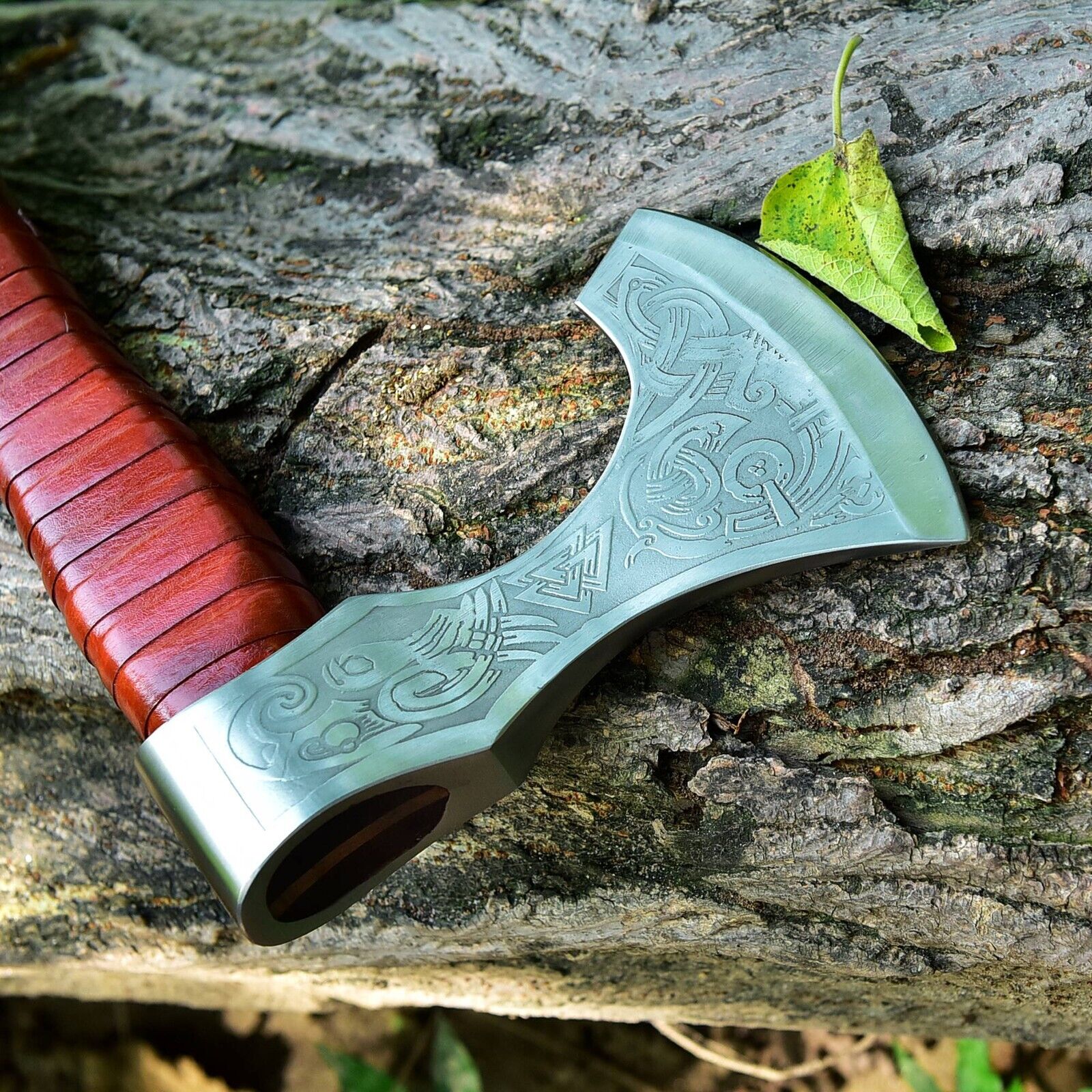 Artisan Crafted Viking Tomahawk Axe - Hand Engraved High Carbon Steel with Rosewood Handle - Korvel