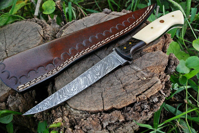 Exquisite 11-Inch Custom Damascus Steel Fillet Knife with Wenge Wood & Bone Handle - Korvel