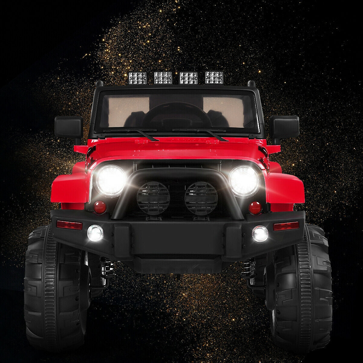 12V Kids Remote Control Riding Truck Car with LED Lights - Red