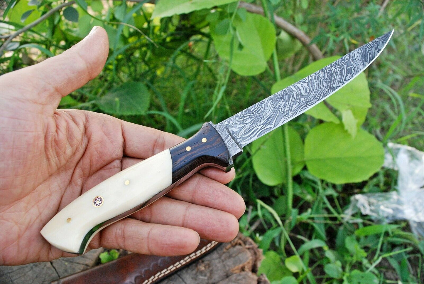 Exquisite 11-Inch Custom Damascus Steel Fillet Knife with Wenge Wood & Bone Handle - Korvel