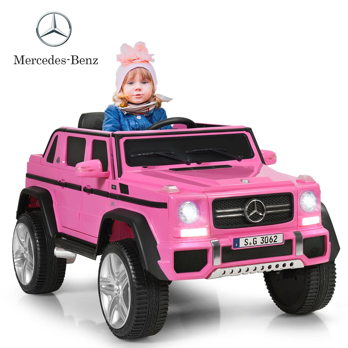 Voiture électrique pour enfants Mercedes-Benz sous licence 12V - Rose