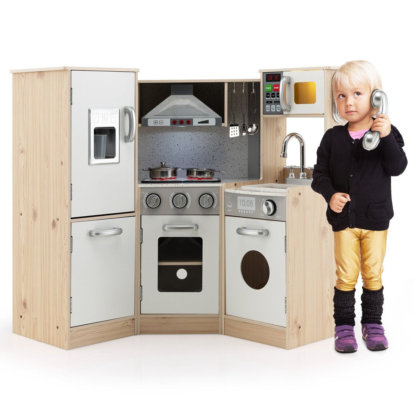 Juego de Cocina de Madera Kids Corner con Accesorios de Cocina