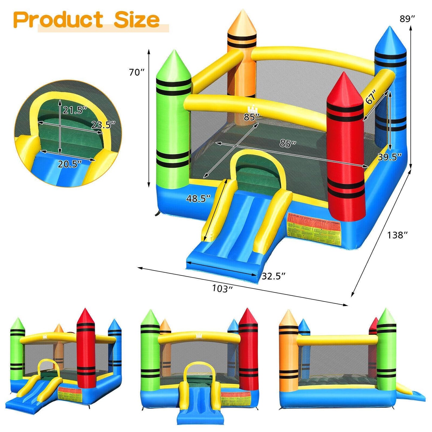 Kids Inflatable Bounce House with Slide