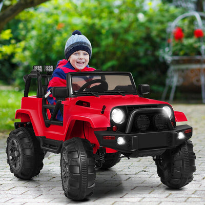 12V Kids Remote Control Riding Truck Car with LED Lights - Red