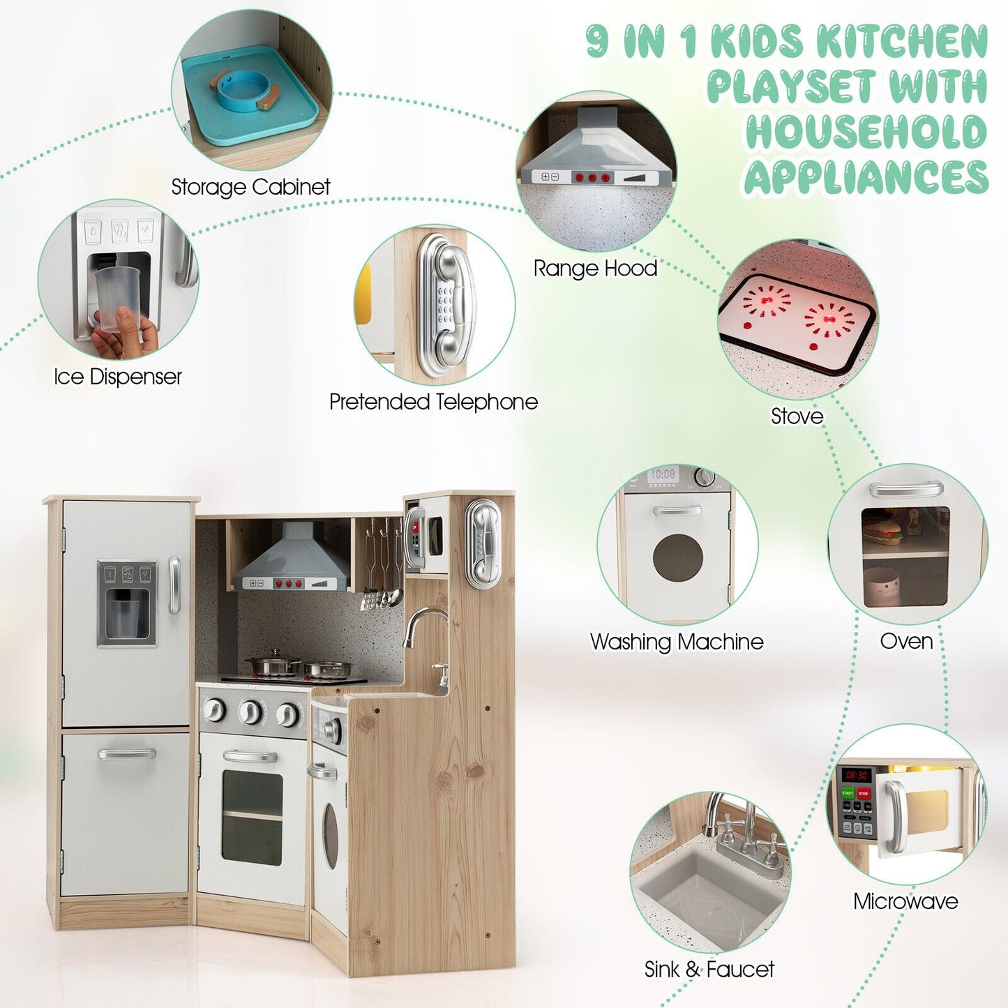 Juego de Cocina de Madera Kids Corner con Accesorios de Cocina