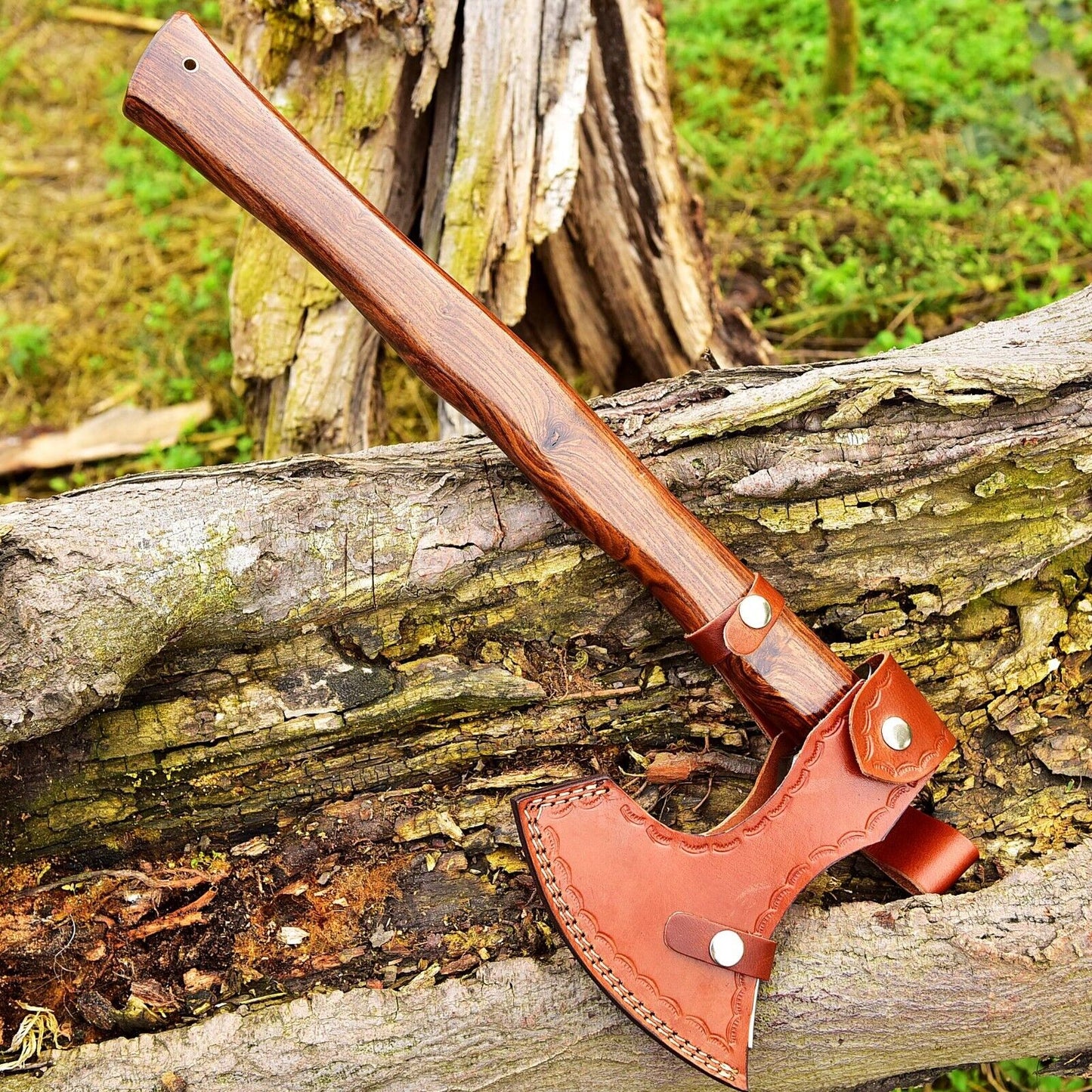 Artisan Crafted Viking Tomahawk Axe - Hand Engraved High Carbon Steel with Rosewood Handle - Korvel