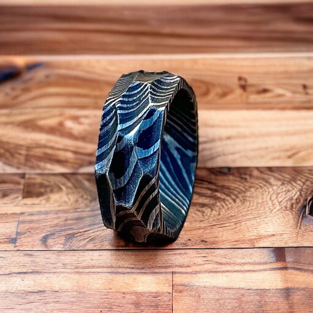 Eternal Love Handcrafted Damascus Steel Engagement Ring by KBS Knives - Korvel