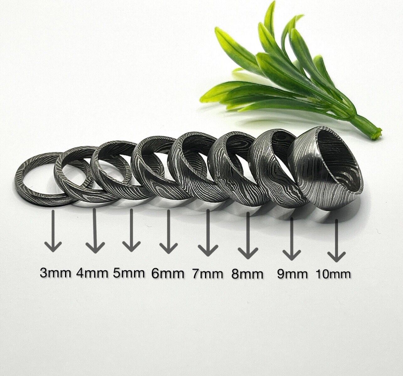 Eternal Bond Damascus Steel Commitment Ring with Wood Inlay by KBS Knives - Korvel