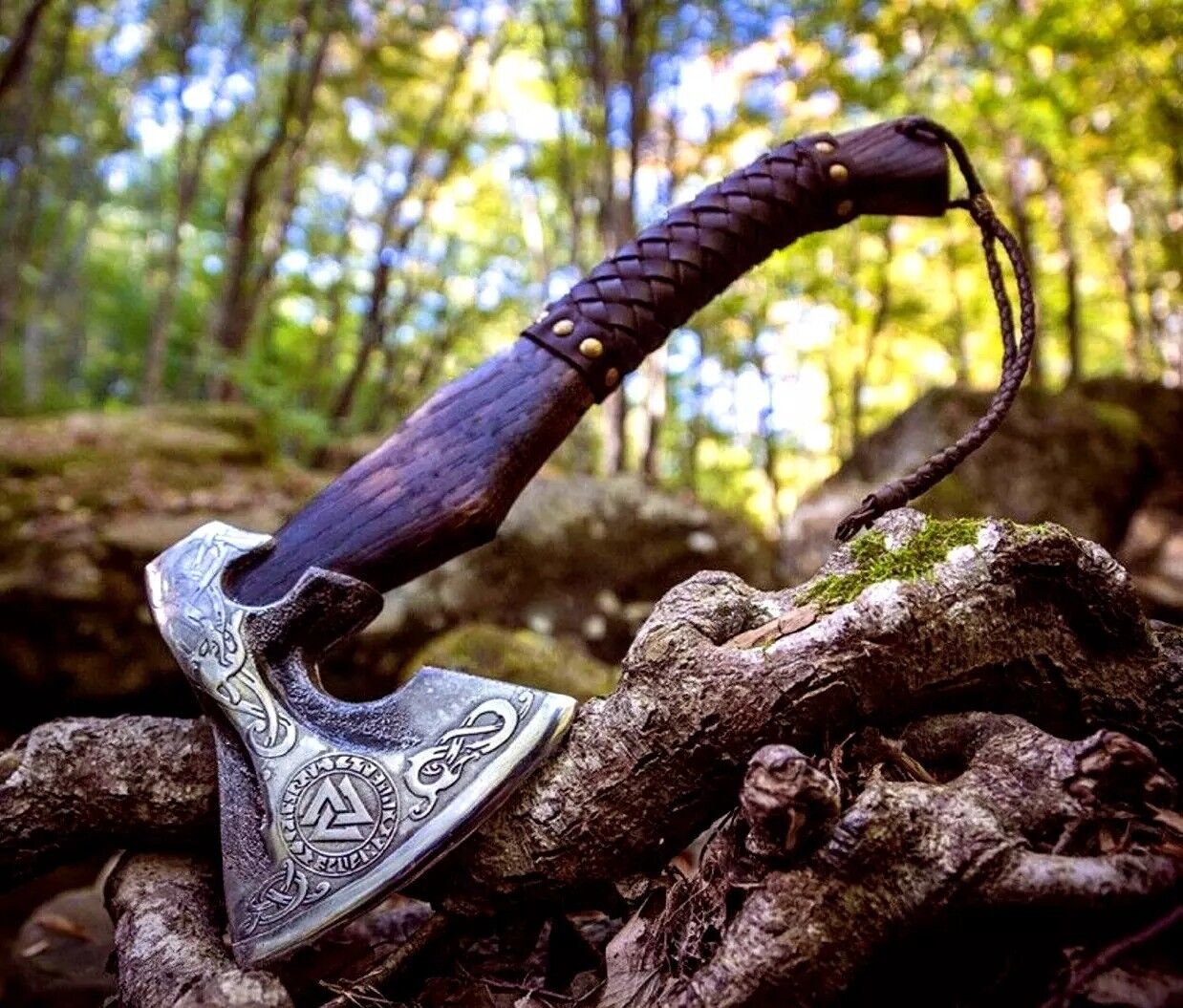 Handcrafted Native American Tomahawk – Forged 1095 Steel Blade & Rosewood Handle – Warrior’s Edge - Korvel