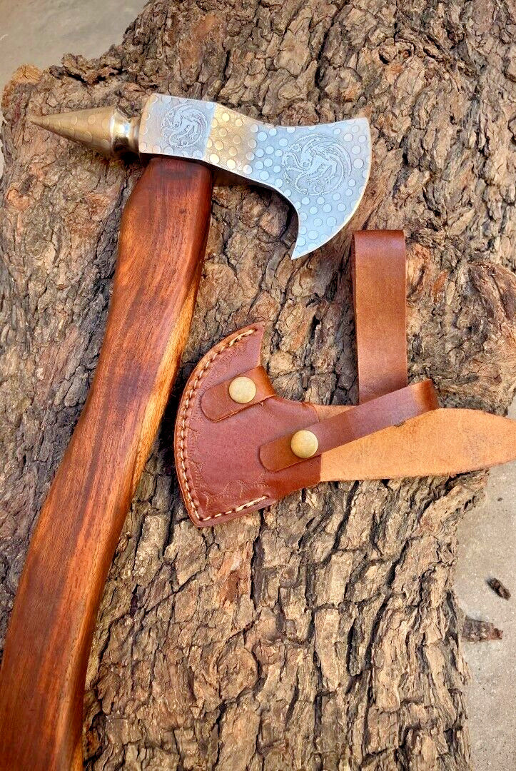 Custom Forged 1095 Steel Tomahawk Axe with Elegant Rosewood Handle – Redwood Warrior Edition - Korvel