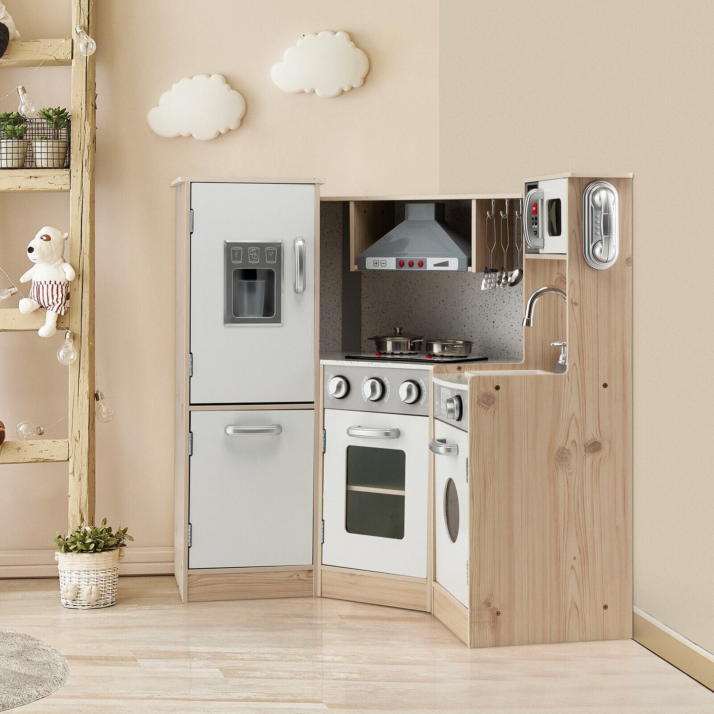Juego de Cocina de Madera Kids Corner con Accesorios de Cocina