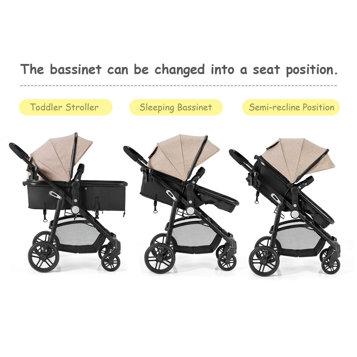 Gbruno 2-in-1 Foldable Baby Stroller - Coffee