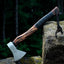 Custom Forged 1095 Steel Battle Axe with Engraved Blade and Ash Wood Handle – Ultimate Warrior's Tool - Korvel