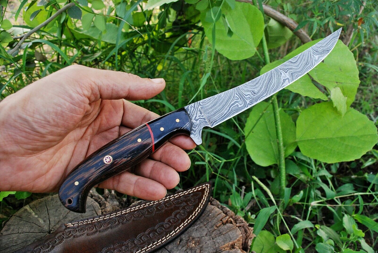 Premium Damascus Steel Fish Fillet Knife with Wenge Wood & Buffalo Horn Handle - Korvel