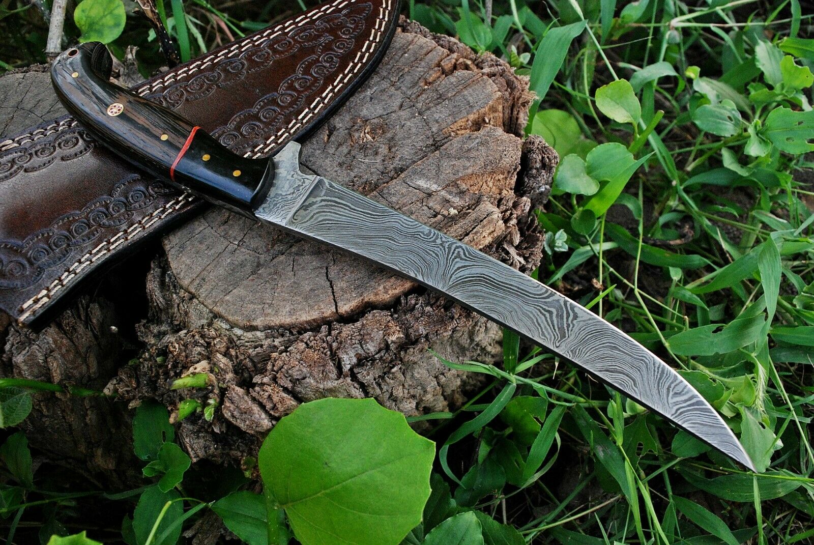 Premium Damascus Steel Fish Fillet Knife with Wenge Wood & Buffalo Horn Handle - Korvel