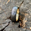 Personalized Damascus Steel Anniversary Band with Elegant Brass Inlay - Korvel