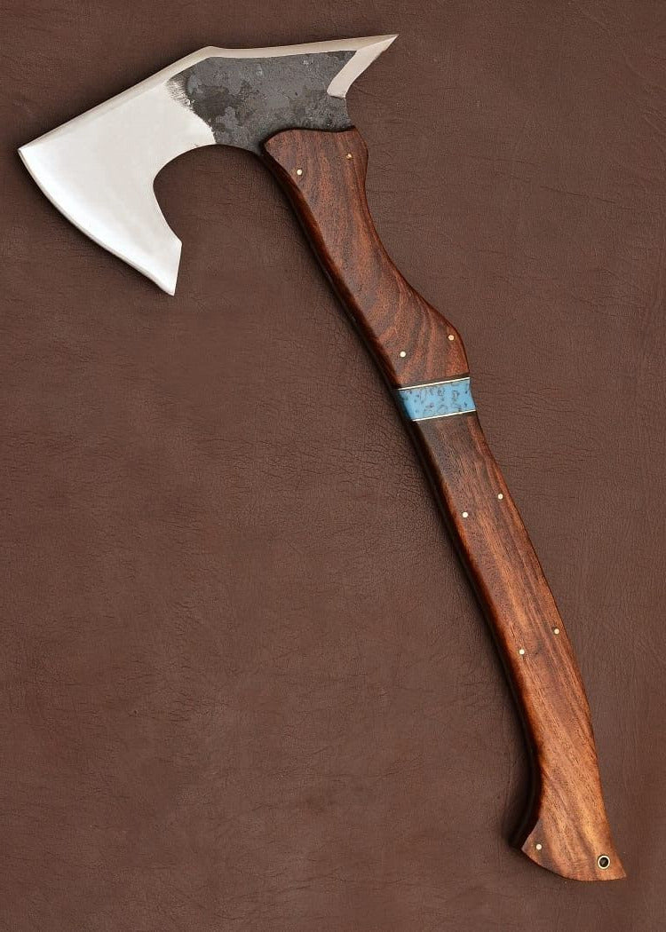 Premium Handcrafted Throwing Tomahawk with Forged 1095 Steel Blade and Elegant Rosewood Handle – Iron Precision - Korvel