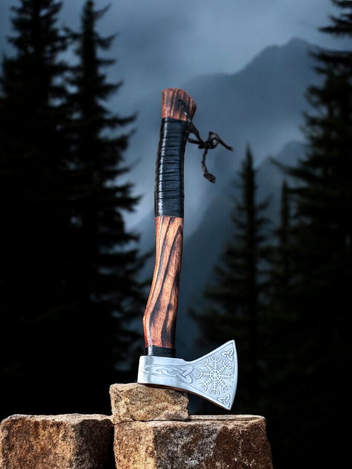 Custom Forged 1095 Steel Battle Axe with Engraved Blade and Ash Wood Handle – Ultimate Warrior's Tool - Korvel