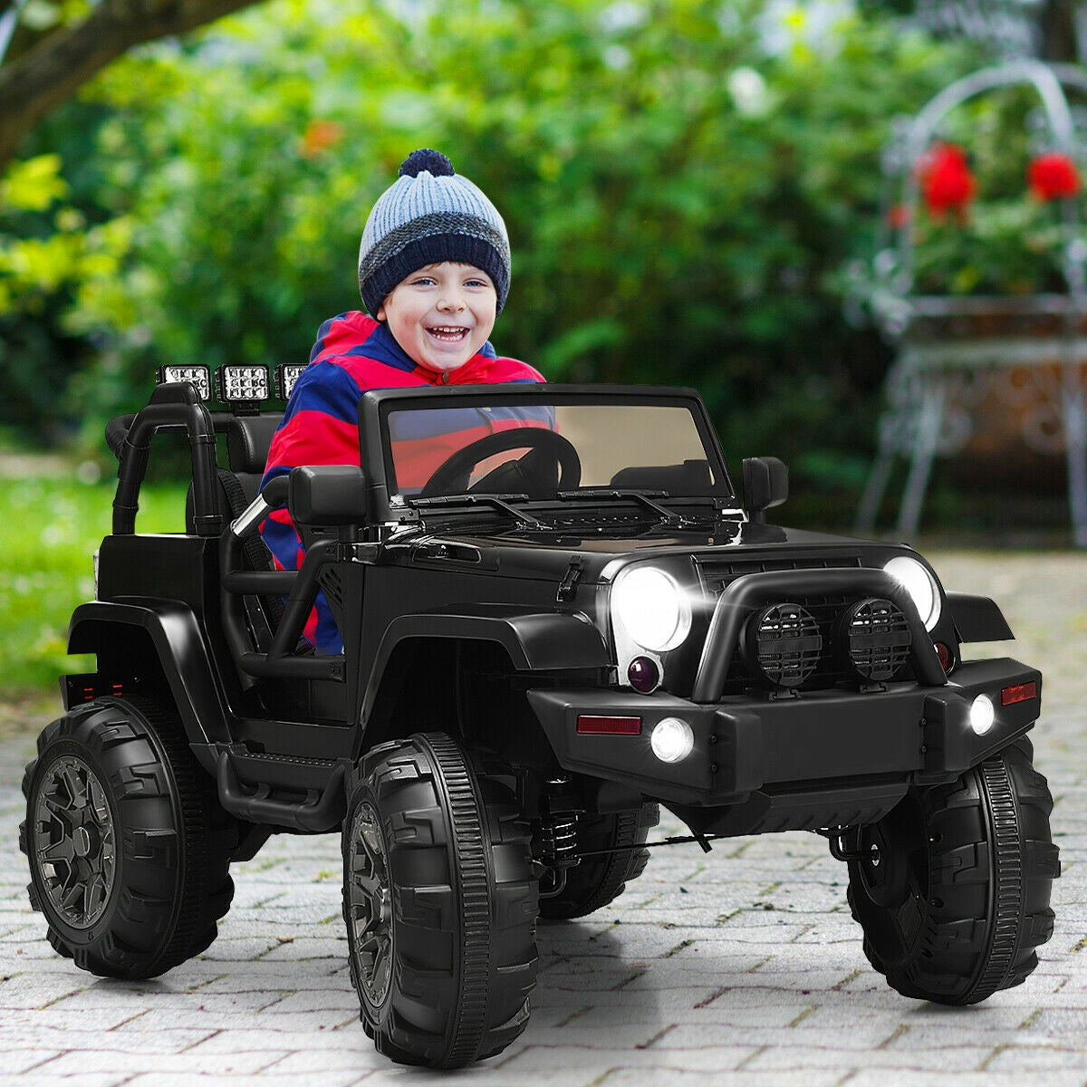 Camión de Control Remoto para Niños 12V con Luces LED - Negro