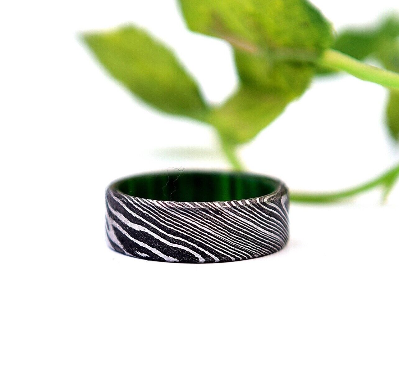 Stunning Handcrafted Damascus Steel Engagement Ring by KBS Knives - Korvel