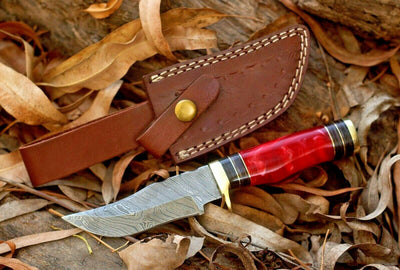 Artisan Crafted Damascus Steel Hunting Knife with Pearl Resin Handle - Korvel