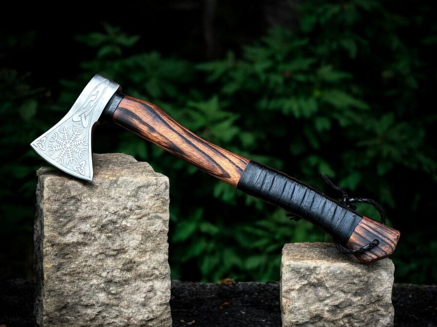Custom Forged 1095 Steel Battle Axe with Engraved Blade and Ash Wood Handle – Ultimate Warrior's Tool - Korvel