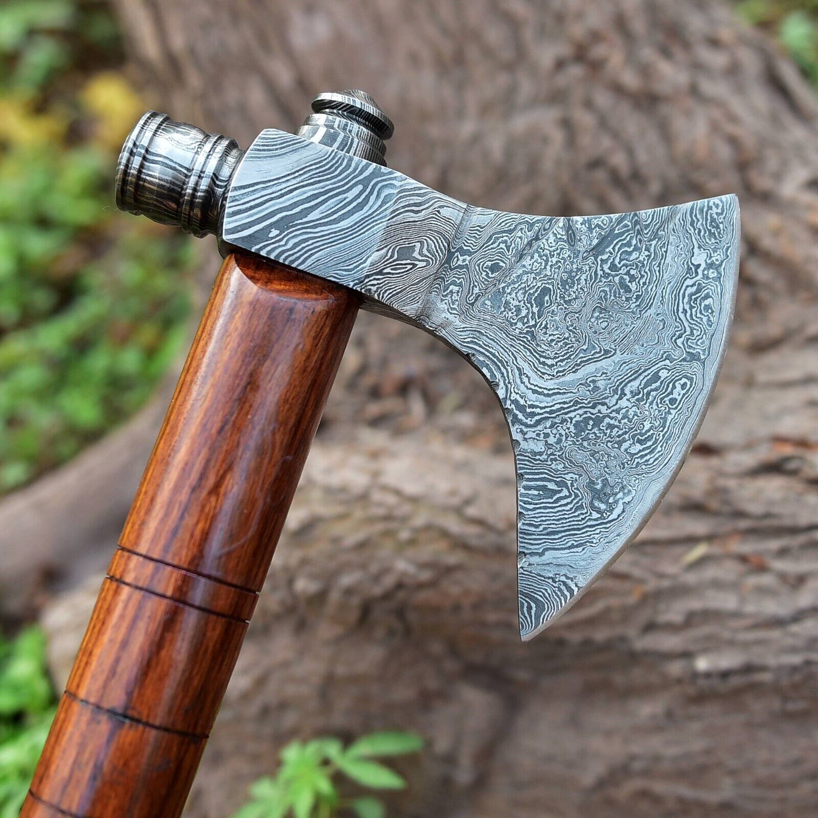 Handcrafted Native American Tomahawk with Damascus Steel Blade – "Spirit of the Pipe" - Korvel