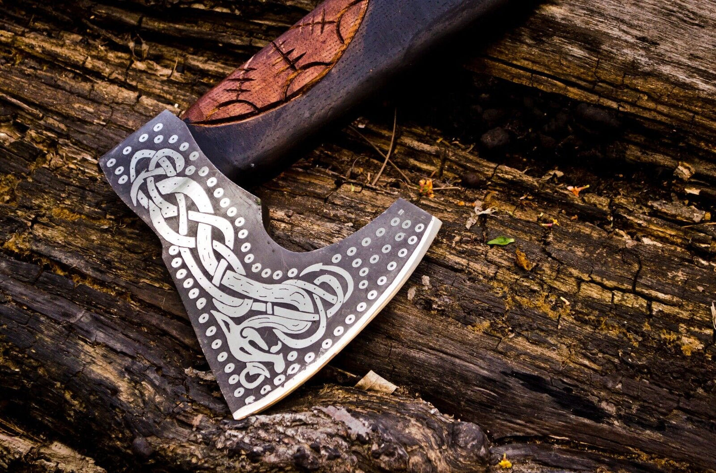 Exquisite Handcrafted Battle Axe with Engraved 1095 Steel Blade & Elegant Rosewood Handle – KBS Knives Store - Korvel