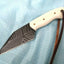 Artisan Crafted Damascus Steel Seax Knife with Bone Grip & Leather Sheath - 7 Inches - Korvel