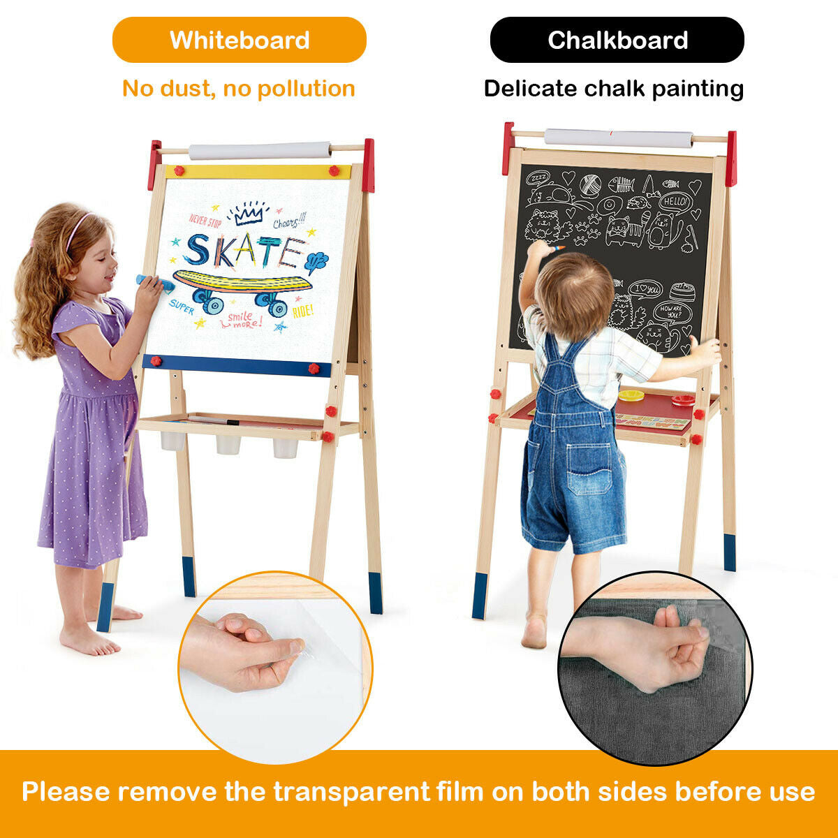 Caballete de Arte Ajustable de Madera Todo en Uno para Niños con Accesorios
