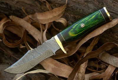 Artisan Crafted Damascus Steel Hunting Knife with Leather Sheath - Korvel