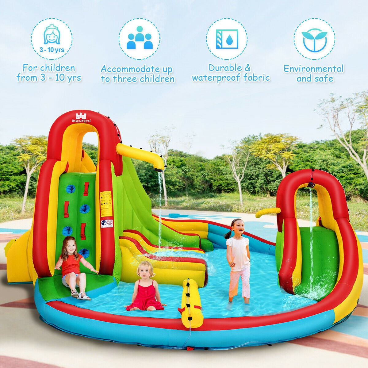 Kid's Inflatable Water Slide Bounce House with Climbing Wall