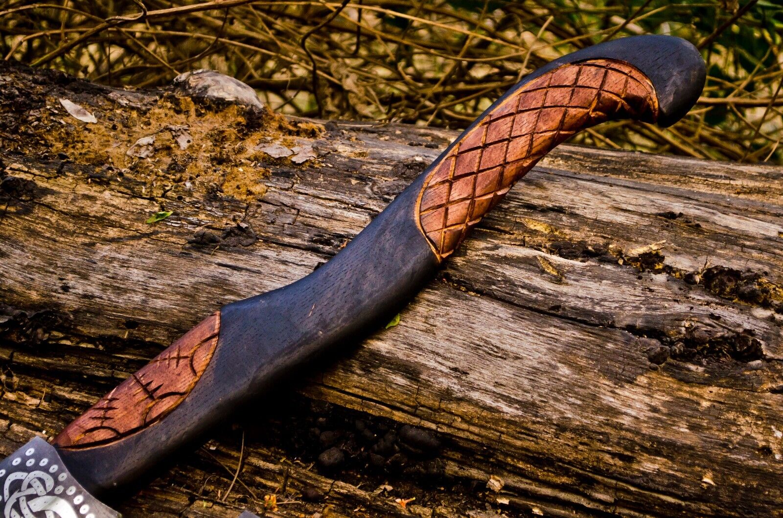 Exquisite Handcrafted Battle Axe with Engraved 1095 Steel Blade & Elegant Rosewood Handle – KBS Knives Store - Korvel